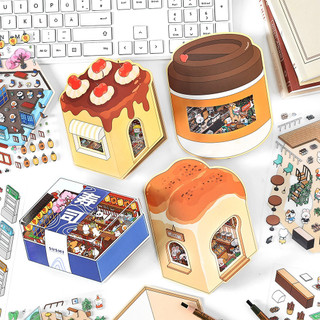 Enwei 3 Cái [Dòng cửa hàng nhỏ] Nhãn dán nhật ký 3D dễ thương Nhãn dán chống nước Giấy Scrapbooking Chất liệu Sổ lưu niệm Bộ