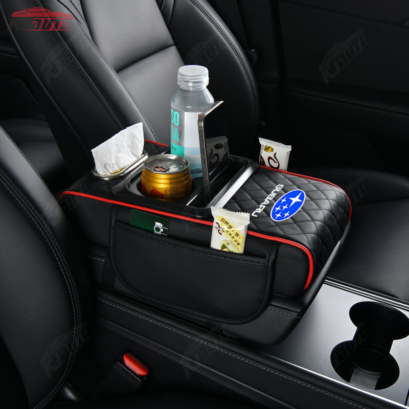 Subaru Xe Tay Hộp Chiều Cao Miếng Lót Da Trung Tâm Túi Bảo Quản Cốc Nước Cho BRZ Forester Legacy Outback WRX WRX STI Impreza XV