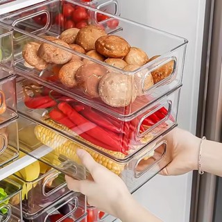 Dụng cụ sắp xếp tủ lạnh bền bỉ - Nhà bếp gia đình Hộp đựng thực phẩm có thể xếp chồng lên nhau trong suốt - Hộp đựng tủ đông đựng thức ăn bằng nhựa