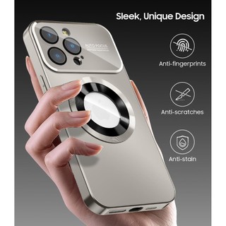Ốp Lưng Titan Kim Loại Mờ Sang Trọng Cho iPhone 16 15 14 13 12 11 Pro Max Plus Ống Kính Kính Kính Bảo Vệ Camera