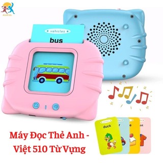 Máy Đọc Thẻ Song Ngữ  Anh Việt 255 thẻ, 510 Từ Vựng, Alokids TB, Máy Đọc Từ Vựng Flashcards Cho Bé Kèm Dây Sạc Pin- POPI