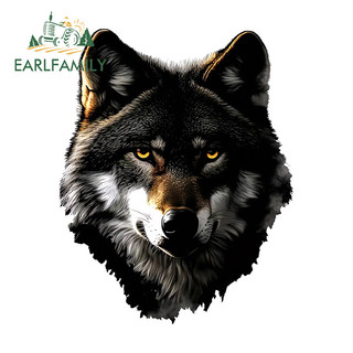 EARLFAMILY Black Wolf Head Car Dán Kính Chắn Gió Caravan Mũ Bảo Hiểm Laptop Chống Trầy Xước JDM Vinyl Decal Cá Tính Chống Thấm Nước Kiểu Dáng Xe