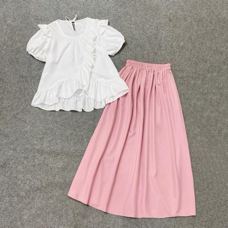 Set Áo Váy Bigsize 60-95kg Áo Babydoll Vạt Chéo Phối Chân Váy Dài Nàng Thơ Cho Nữ CÓ LẺ ÁO VÁY SM277- CV15
