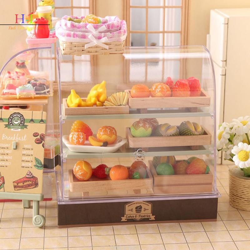 HL 1: 12 Nhà Búp Bê Miniture Mô Phỏng Tủ Bánh Mô Hình Phụ Kiện Trang Trí LMWU