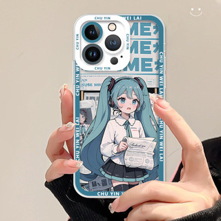 Ốp điện thoại Hatsune Miku cho iPhone16 / 15 / 14 / 13 / 12 / 11 / 16E / pro Max / X / 7 / 8 Vỏ mềm trong suốt di động khung màu ống kính trọn gói Vỏ bảo vệ chống sốc chống rơi