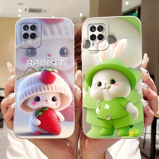 Dành Cho Samsung Galaxy A12 M12 SM-A125F A127F Mới Dễ Thương Thỏ Mèo Hoạt Hình Vỏ Bảo Vệ Ống Kính Silicon Mềm Vỏ Điện Thoại