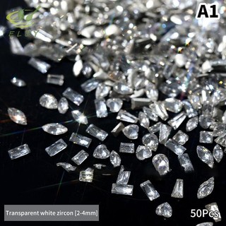 [MAO] 50 Cái / bộ Đế Bằng Móng Tay Kim Cương Giả Lấp Lánh Bạc Pha Lê Trang Trí Móng Tay DIY Chất Liệu Móng Tay Nghệ Thuật Quyến Rũ Phụ Kiện VN