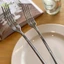 Nĩa Ăn Tối Bằng Thép Không Gỉ Tay Cầm Dài Bàn Bộ Dao Kéo Hàn Quốc Bốn Tin Salad Món Tráng Miệng Nĩa Trái Cây Nhà Bếp VN