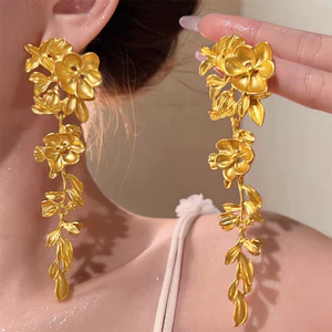 Phóng Đại Pháp Hoa Vàng Tua Rua Bông Tai Nữ Phong Cách Mới Nhẹ Sang Trọng Cao Cấp Bông Tai Niche Tính Khí Bông Tai