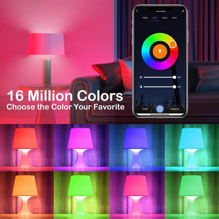 đèn LED RGB 9W 10W Đèn điều khiển thông minh có thể điều chỉnh độ sáng 220V Đèn đổi màu RGB Bóng đèn ma thuật | BigBuy360 - bigbuy360.vn