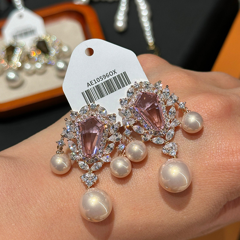 Bông tai tua rua ngọc trai Zircon thanh lịch thời trang sang trọng nhẹ nhàng