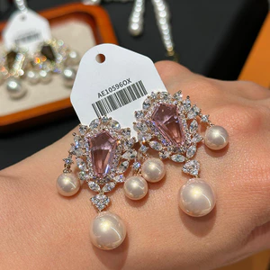 Bông tai tua rua ngọc trai Zircon thanh lịch thời trang sang trọng nhẹ nhàng