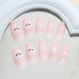 IOIIK -- Glossy Pink Press On Nails in hình mèo Prevailing Natural Look Press-On Nail Set để mua sắm du lịch hẹn hò