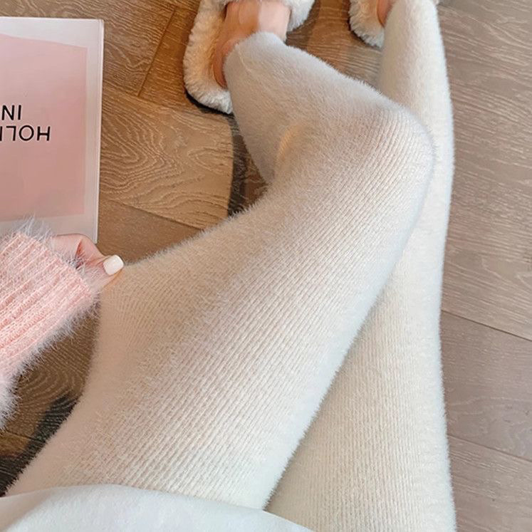 Thường Ngày Dày Phụ Nữ Giữ Ấm. Quần Legging Lông Cừu Skinny Ôm Hơn Nhìn Co Giãn Skinny Quần Ngoài Quần Cotton Cao Cấp