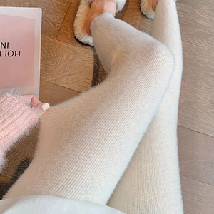 Thường Ngày Dày Phụ Nữ Giữ Ấm. Quần Legging Lông Cừu Skinny Ôm Hơn Nhìn Co Giãn Skinny Quần Ngoài Quần Cotton Cao Cấp