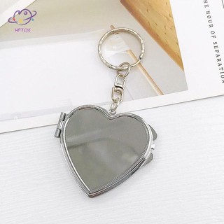 Mặt dây chuyền gương trái tim hai mặt thời trang HFTOY dành cho nữ Cô gái Cá tính sáng tạo Hai mặt gấp gương mỹ phẩm Quà tặng ~