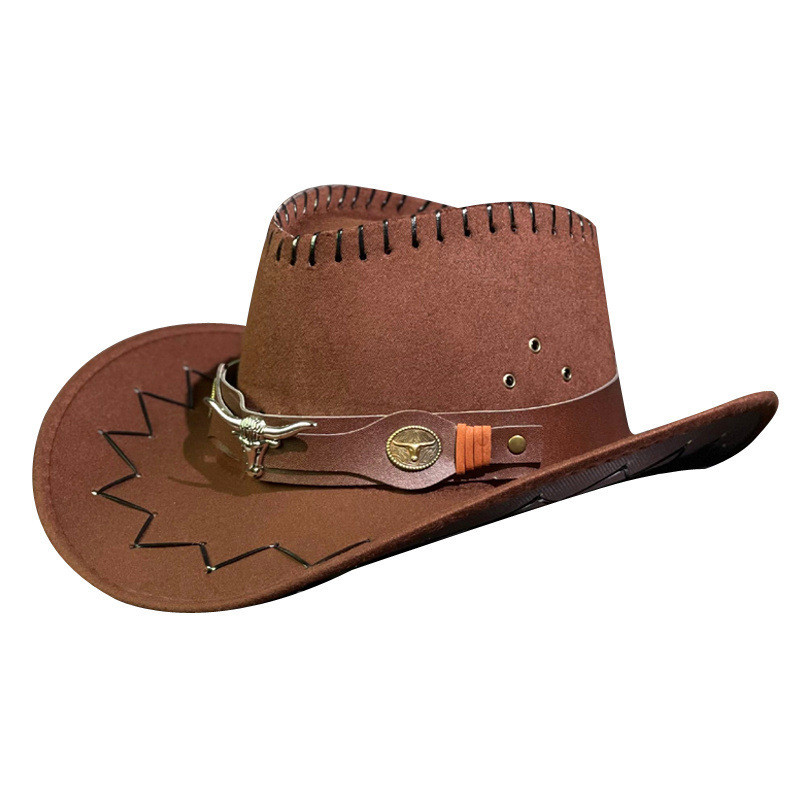 Hat Western Retro Travel Tibetan Stage Cattle Head Outdoor Jazz Men's ...