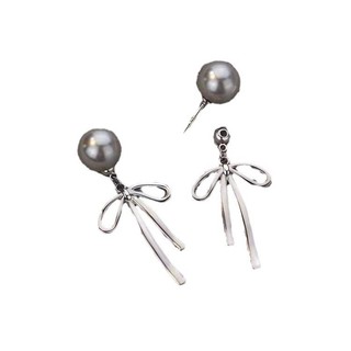 S925 Bạc Nơ Ngọc Trai Bông Tai Trang Sức Thời Trang Đơn Giản Quà Tặng Nữ