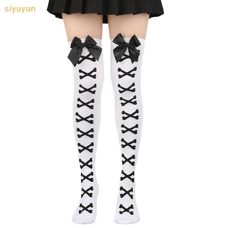 Siyuyan 1 Cặp Bé Gái Đen Ngọt Ngào Dễ Thương Hồng Y2K Bông Tai Kẹp Gothic Đùi Vớ Cao Cấp Mới Hot Girl Xương Nơ Tất Dạo Phố VN