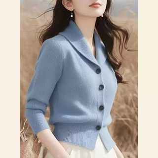 [Chất lượng truy cập] Mùa thu đông 2024 Thời trang cao cấp Đơn giản đi lại Nút dài tay Cardigan Tính khí hàng đầu