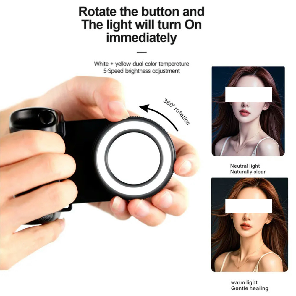 Giá đỡ kẹp Selfie điện thoại từ tính INOVAGEN có Camera Màn trập từ xa Bluetooth, Đèn lấp đầy có thể điều chỉnh, Vít 1 / 4, Giá đỡ điện thoại Tay cầm Selfie Bộ ổn định Camera cho Android, i-Phone