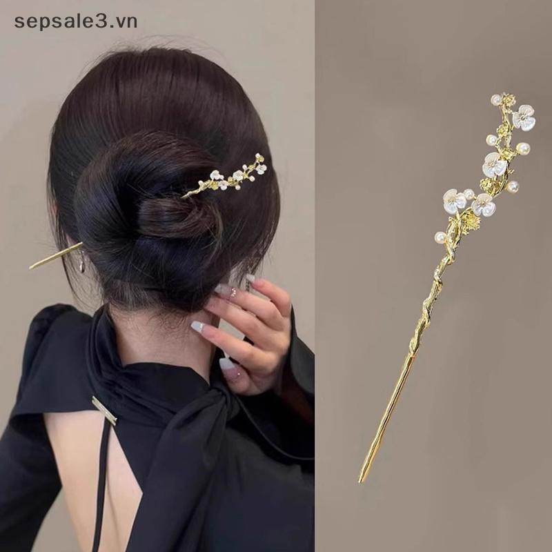 # Vn # Đũa Tóc Cổ Vintage Trung Quốc Nữ Tóc Dính Nữ Ngọc Trai Trang Sức Gậy Tóc Hanfu Mũ Đội Đầu Kẹp Tóc Phụ Kiện.