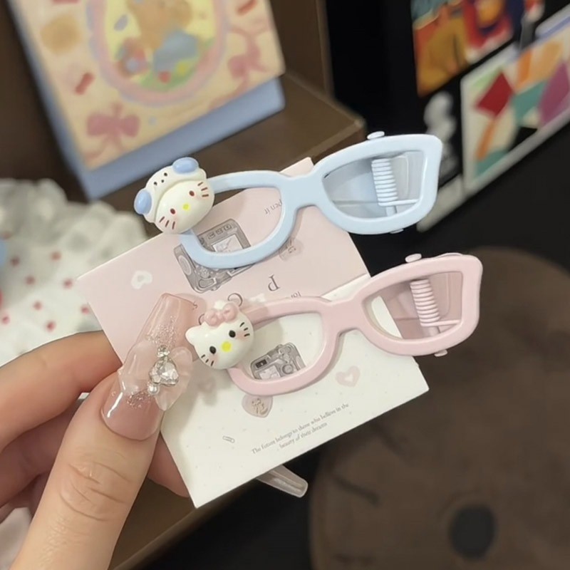 Mùa Hè Mới Ngọt Ngào Dễ Thương Hello Kitty Kính Kẹp Tóc Nhỏ Bé Gái Nổ Kẹp Phụ Kiện Tóc