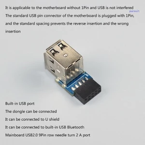 SUIT USB Nội Bộ Bo Mạch Chủ Đầu 9 Chân Sang Dual USB 2 0 Nữ Kết Nối PH29A