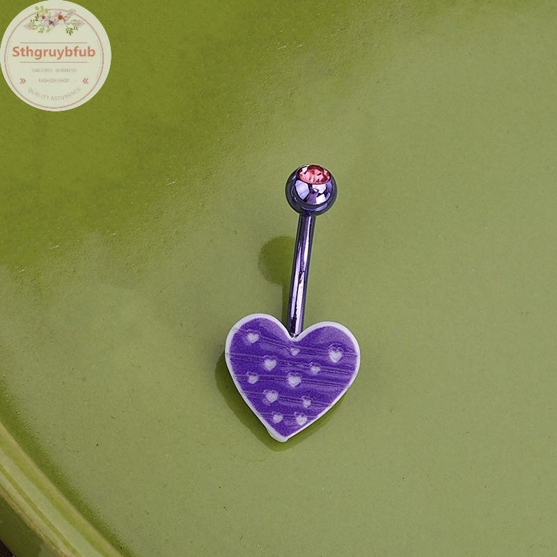 STHB Ngọt Ngào Rốn Nhẫn Zircon Trái Tim Dâu Bụng Nút Nhẫn Nữ Cơ Thể Xuyên Ngày Lễ Trang Trí Bãi Biển Giải Trí Trang Sức VN