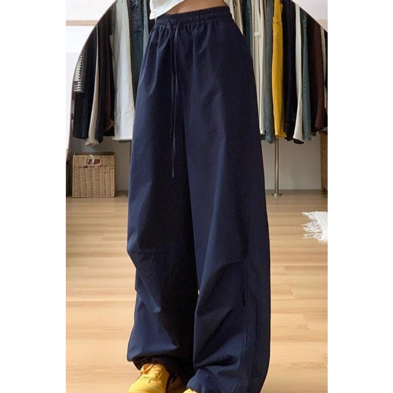 SUXI Quần ống rộng thông thường màu trơn đơn giản dành cho nữ mùa hè mới 250510