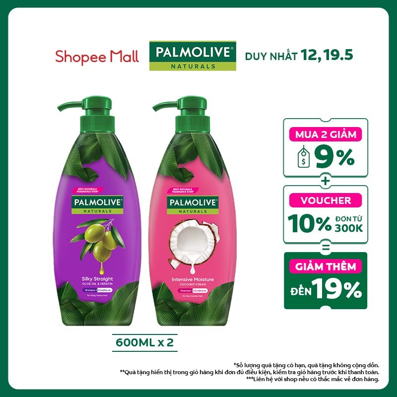 Ảnh Bộ 2 Dầu gội Palmolive kèm xả 2-trong-1 chiết xuất Sữa dừa và Keratin kết hợp quả ô liu 600ml 1