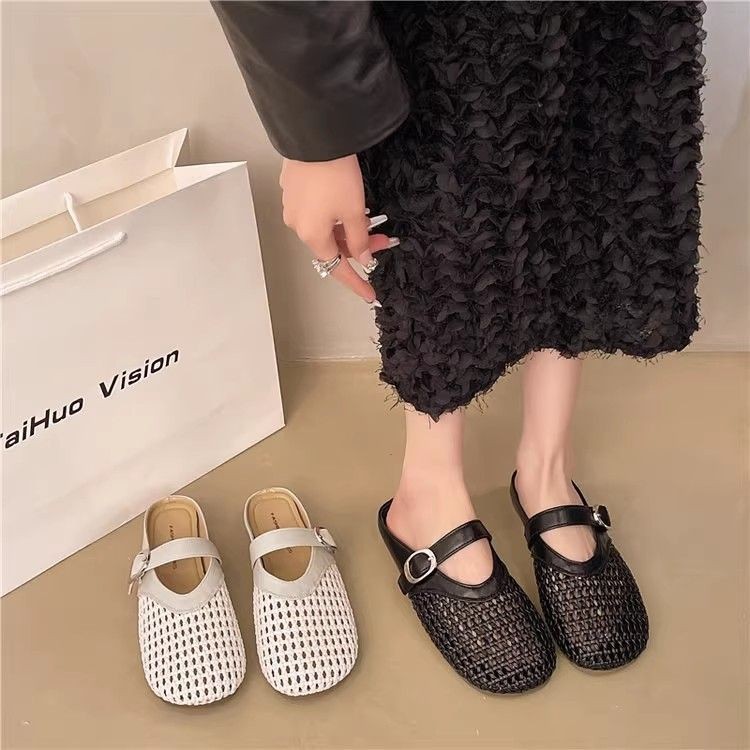 【✨Sopt】Dép Hot 2025/Giày marry jane nữ mùa hè cho phụ nữ, đế phẳng mềm/mesh, dép dệt rỗng