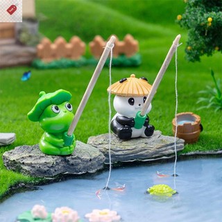 ALIK Câu Cá Ếch Gấu Trúc Các Bức Tượng Trang Trí Sáng Tạo Hoạt Hình Hình Động Vật Hình Búp Bê Cá Bể Cá Có Thể Treo Trang Trí Máy Tính Để Bàn Trang Trí VN