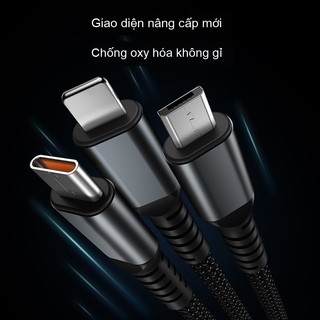 Dây sạc nhanh 3 trong 1 lõi dây tăng cường hỗ trợ sạc siêu nhanh cho iPhone OPPO Xiaomi USB Type C