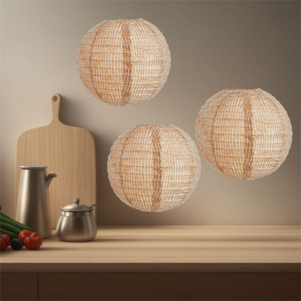 DELMER 3 chiếc Đèn lồng giấy lanh, Đèn lồng lễ hội vui nhộn di động, Đèn lồng treo 8 inch độc đáo sáng tạo Trang trại Lớp học