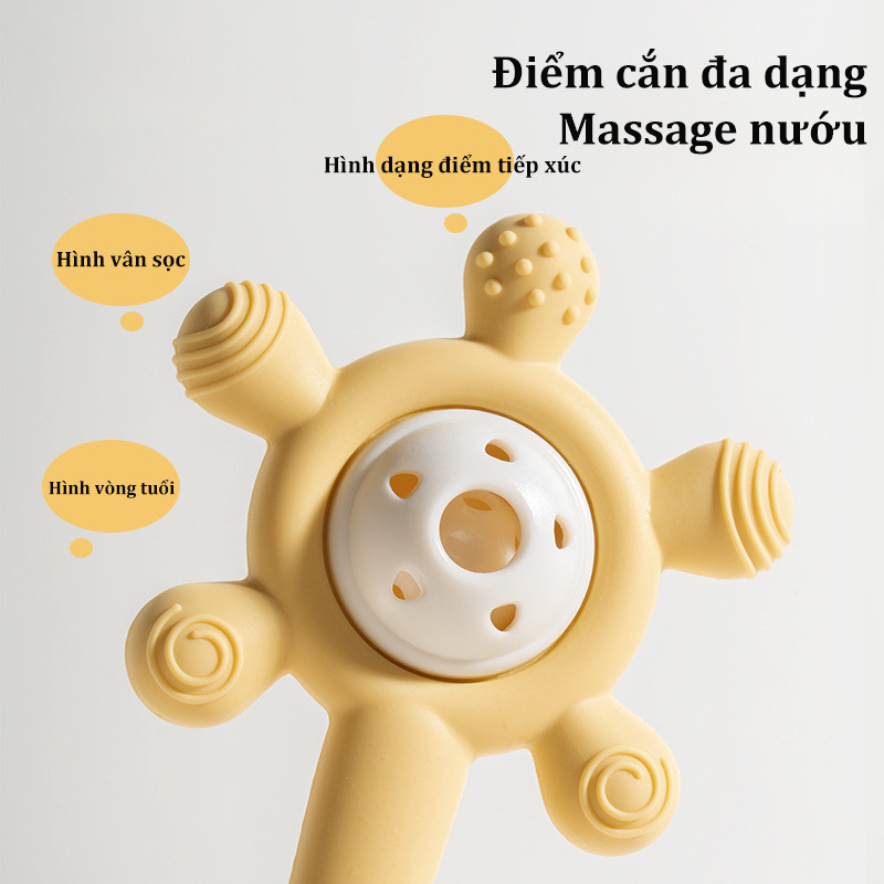 Lục lạc cho bé gặm nướu silicone kháng khuẩn, hỗ trợ khả năng cầm nắm, Tăng Khả Năng Nghe Nhìn, đồ chơi sơ sinh