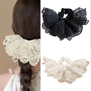 OXXGGKAO Dây Buộc Tóc Nữ Tính Thiết Kế Ruffle Đôi Váy Ba Lê Phong Cách Với Co Giãn Core Thời Trang Nữ Dây Buộc Tóc Tóc Dec