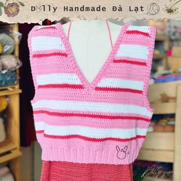 Áo Gile len handmade bằng len milk cotton - Tiệm Len Dolly Đà Lạt (áo len, áo len nữ, áo len cho nữ, đồ handmade)