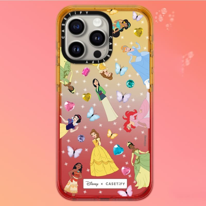 CASECASE X Disney Princess Case Black Edge Peach Haze Cotton Candy Collection Color Clear Hard Case Impact Case cho Apple IPhone 12 13 14 15 16 Pro Max Plus có hộp