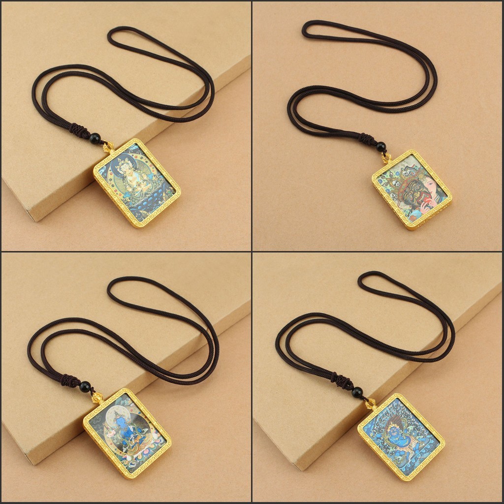 ✨Phong Cách Tây Tạng Vòng Cổ Thangka Tám Thần Hộ Mệnh Mặt Dây Cung Hoàng Đạo Zakiram Huang Thần Tài Xem Trang Sức Cổ Điển 25.5.20