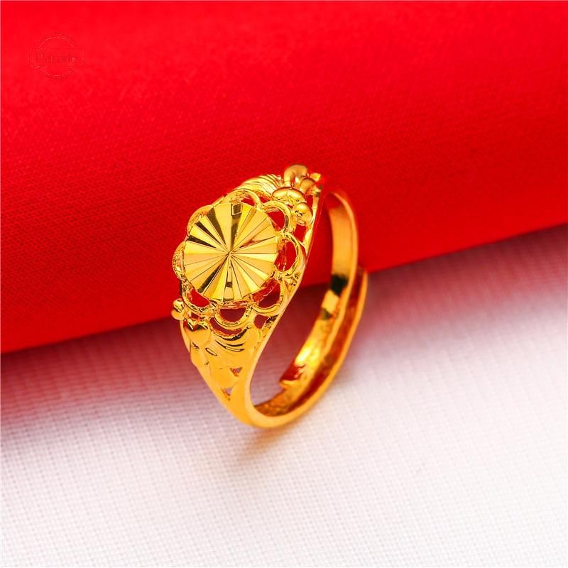 Nhẫn may mắn mạ vàng diễu hành Mở vòng chuyển thời trang đơn giản có thể điều chỉnh dành cho nữ Phụ kiện ngón tay phù hợp VN