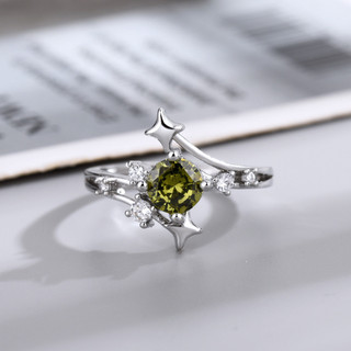 ❤ Ánh sáng ban đầu sang trọng Peridot Nhẫn pha lê xanh Nữ Phong cách tòa án Trang sức có thể điều chỉnh