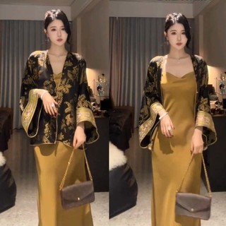 Đơn / Bộ Đồ Mùa Thu Cao Cấp Phong Cách Trung Hoa Phong Cách Trung Hoa Áo Khoác Sang Trọng Thời Trang + Đầm Bộ Đồ Hai Mảnh 24.12.10