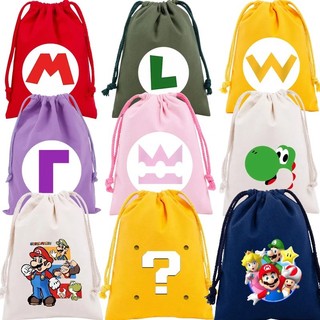 Túi vải dây rút Super Mario hoạt hình, túi quà tặng sang trọng