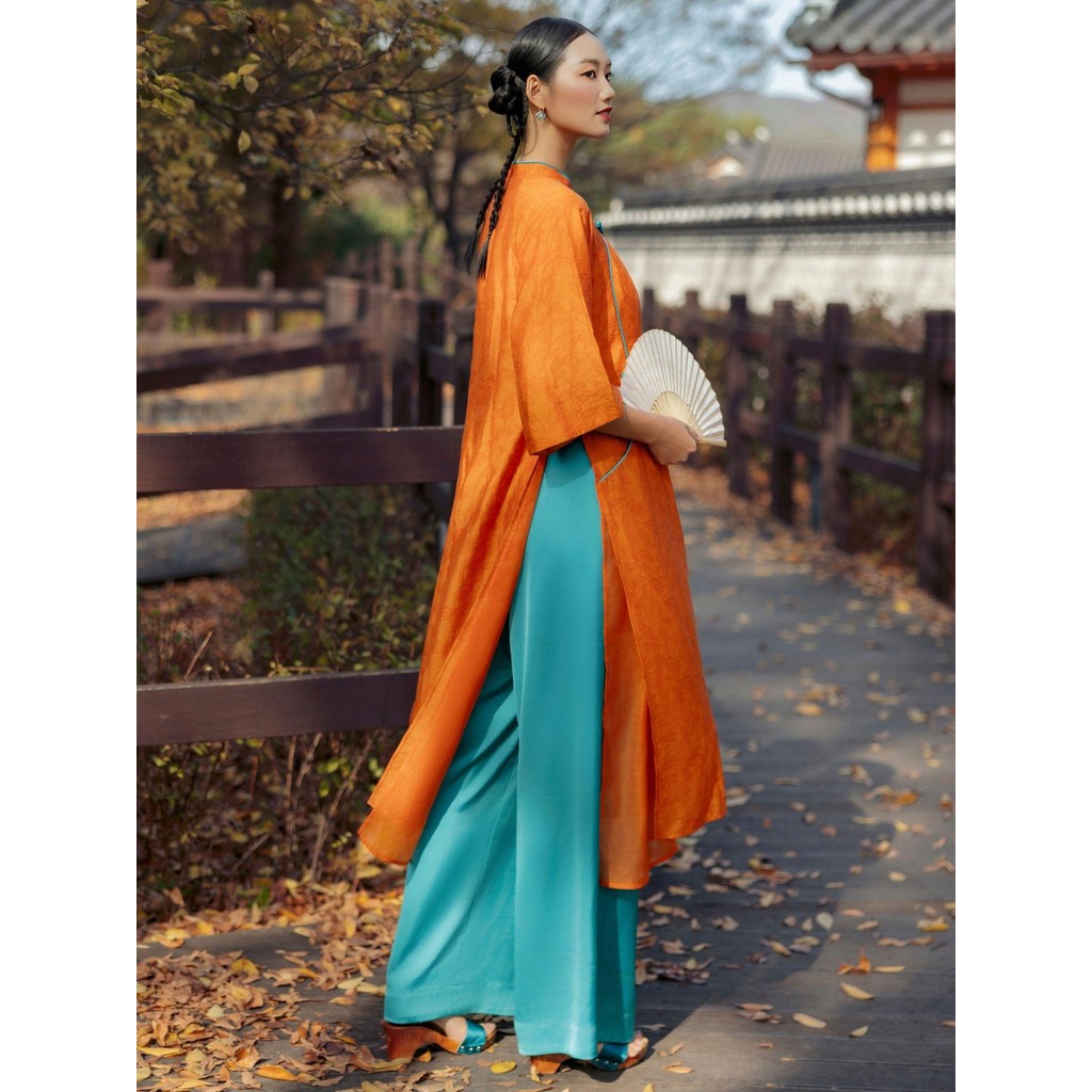 Ảnh JOVEN Quần Áo Dài Nữ Lụa Mềm Mại Form Rộng 1