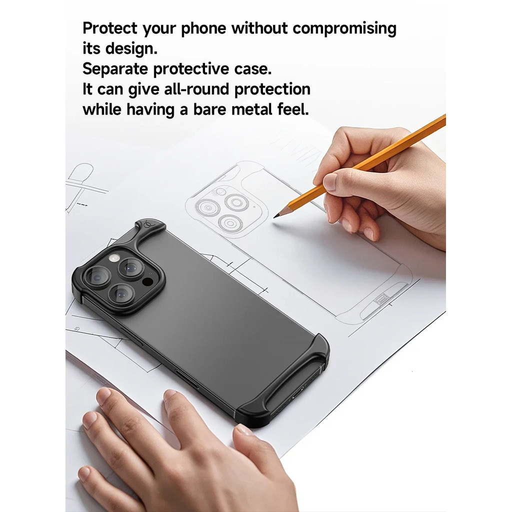Arc Pulse Phong Cách Bảo Vệ Bốn Góc Không Biên Giới Nhôm Kim Loại Ốp Lưng Điện Thoại Cho iPhone 17 16 15 14 13 Pro Max Plus