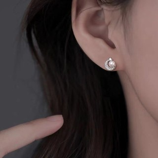 Bông tai ngọc trai bạc S925 Trang sức thời trang đơn giản Quà tặng nữ