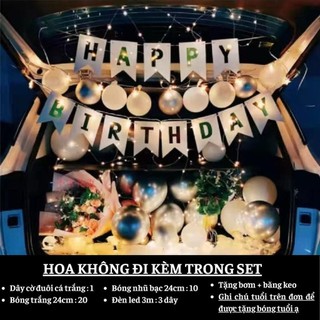Set trang trí sinh nhật cho bé trai bé gái người lớn SNOT -BẠC 02, Trang trí sinh nhật bằng bóng bay trong oto