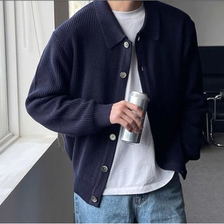 Áo len nam EERSHENSHI màu trơn dáng rộng phong cách lười biếng cardigan dệt kim giản dị phong cách trung tính