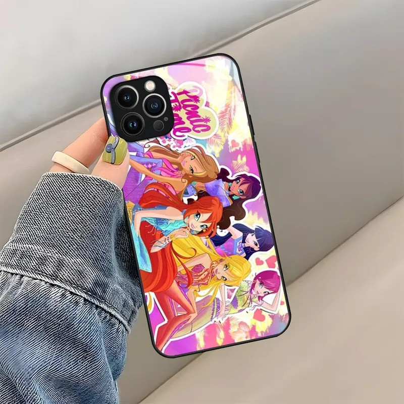 BK-1 Nữ Cô Gái Winx Catoon Câu Lạc Bộ Ốp Lưng Điện Thoại iPhone 14 Pro Max 17.35 Pro 12 11 13 Mini X XR XS 8 7 6 Plus SE Kính Cường Lực Mặt Sau Cov